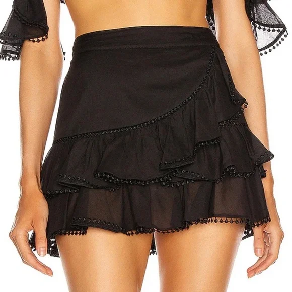 NWT $297 CHARO RUIZ IBIZA Black Negro Mini High Waist Fera SKIRT SIZE XS - Picture 2 of 5
